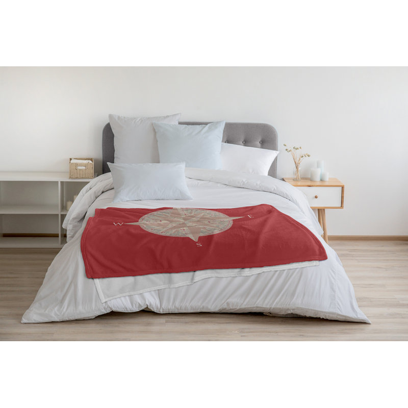 Nautical Nights Fleece Throw Blanket, 60" W x 80" L, 1.95, Ligonberry Red