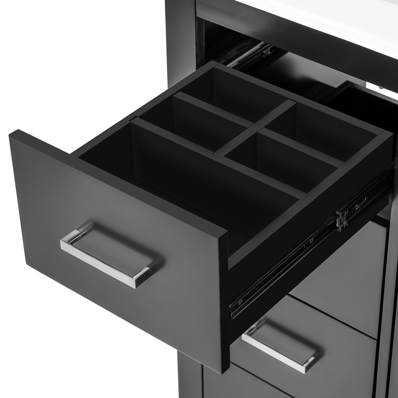 Meuble-lavabo de 36 pouces avec lavabo en céramique, structure en bois massif, charnières, rangement, rangement spacieux pour diverses fournitures, armoire de style rétro, poignées en métal exquis, glissière de tiroir lisse,