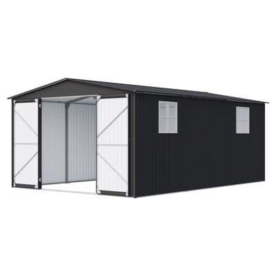 12 ft. x 18 ft. Metal Storage Shed with 2 Windows 4 Vents and Sloped Roof