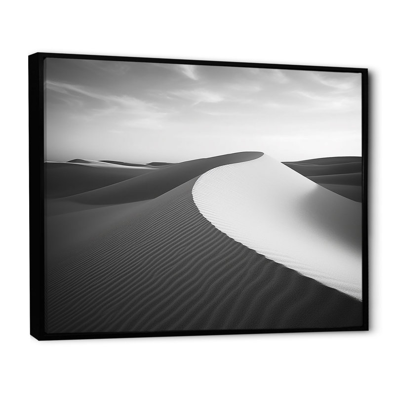 Dunes noires et blanches photo IV sur toile, Cadre flottant noir, H 30 po x l 40 po x P 1,5 po