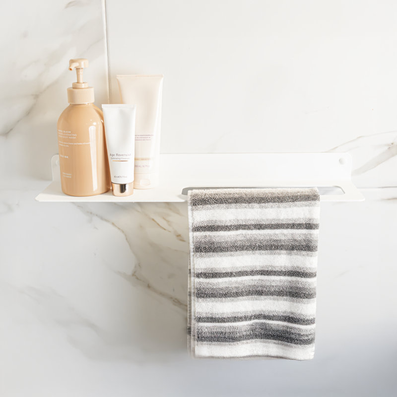 Wall-Mounted Modern Towel Bar & Shelf -16"W BLACK, White, 2” H x 20” W x 4” D