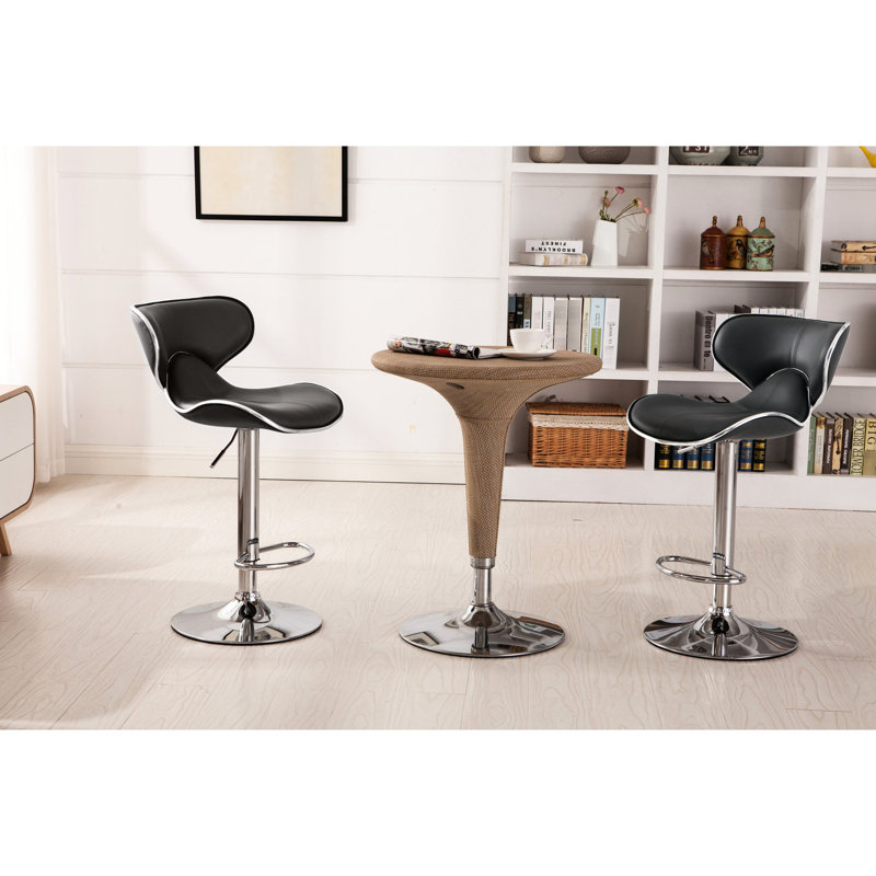 2 - Réglable, - Base, siège en similicuir avec paire de coussins pivotants, hauteur réglable de 34 po à 42,5 po, l 17,75 po x P 21,25 po, 360 degrés