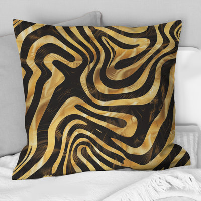 Gold Black Psychedlic Glam I - Glam Throw Pillow