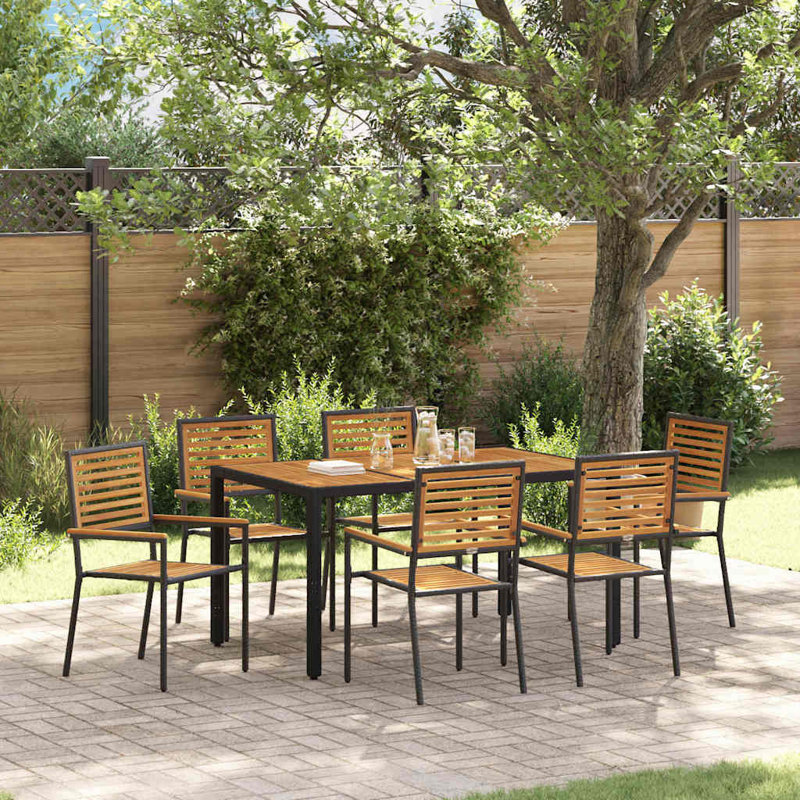 7 Piece Garden Dining Set Black