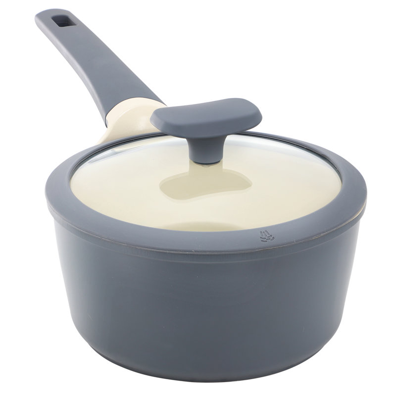 Casserole en aluminium antiadhésif de 2 pintes en céramique grise avec couvercle Oster Rooney