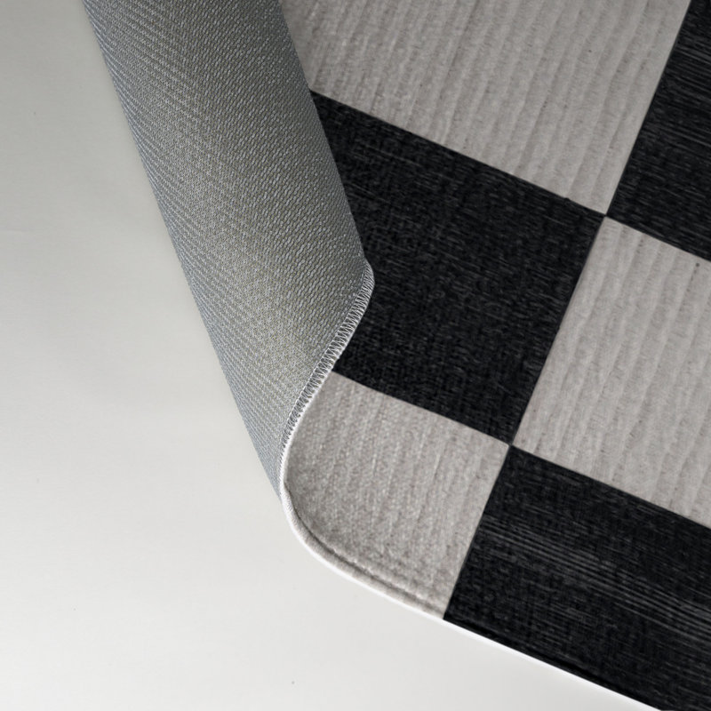 Tapis d'intérieur et d'extérieur à carreaux gris, Rectangulaire 3 pi x 5 pi