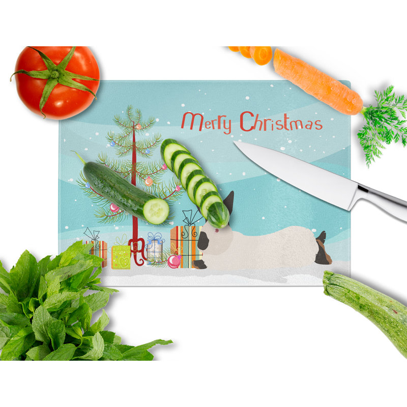 Planche à découper lapin de noël en verre trempé caroline