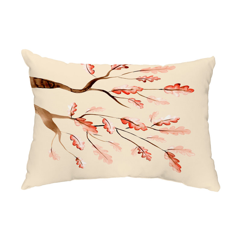 Floral Outdoor Reversible Throw Pillow, Cream