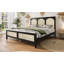 Lit plateforme en bois avec tête et pied de lit en rotin-2041229497-2041229499