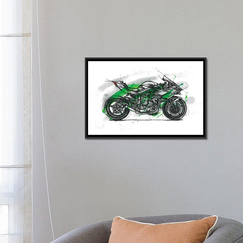 «Ninja H2R», reproduction sur toile, H 18 po x l 26 po x P 1,5 po, Toile avec cadre noir, Pas de tapis