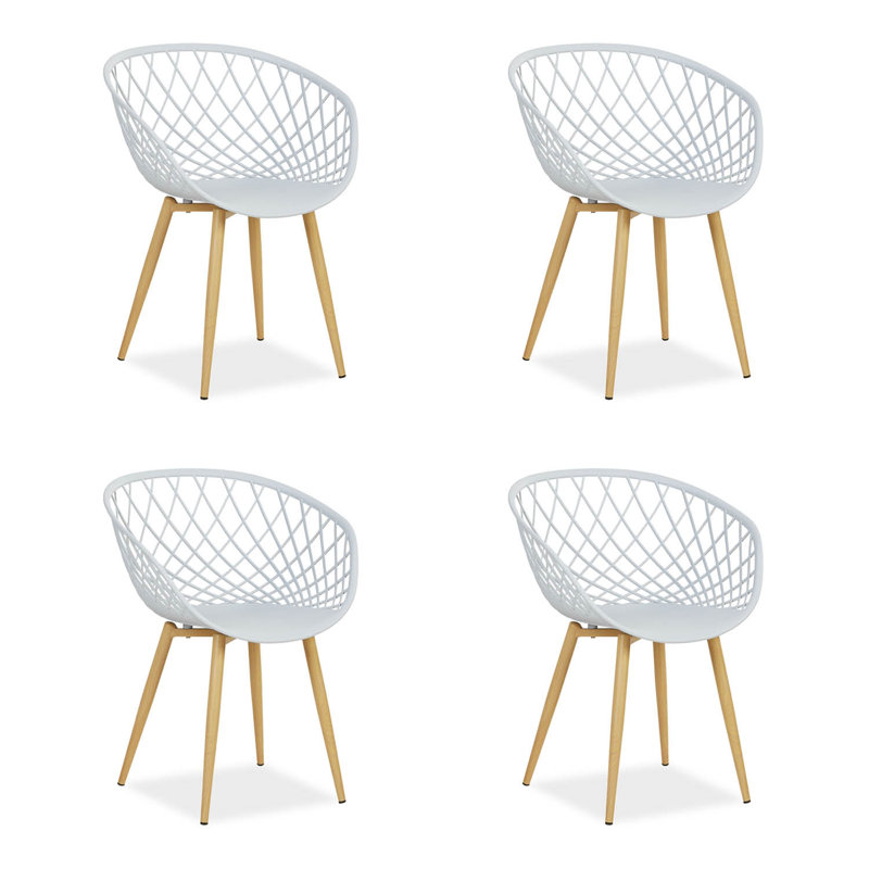 Skylar Garden Chair with Armrests Set of 4 Plastic Balcony Chairs Kitchen Chairs Outdoor Chair Patio Chairs, Grey