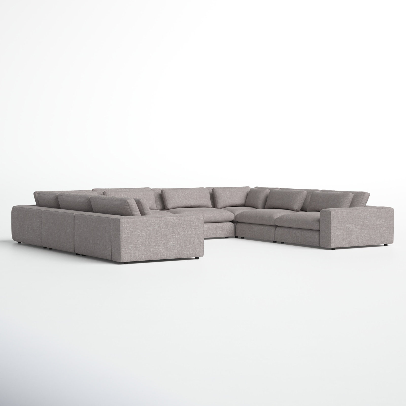 Dolan Modular Upholstered U-Sectional, Chess Pewter
