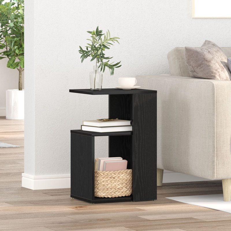 Gnni Floor Shelf End Table, Black Oak, Black Oak