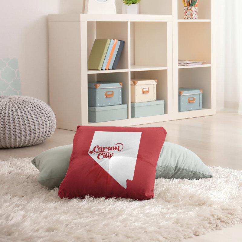 Coussin de sol touffeté nevada, 26 po x 26 po, Rouge, Ville de Carson City