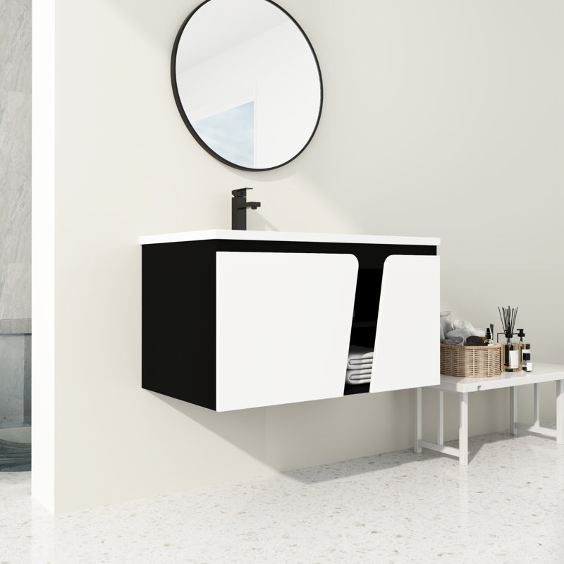 Floating Wall-Mounted Bathroom Vanity With Single Sink