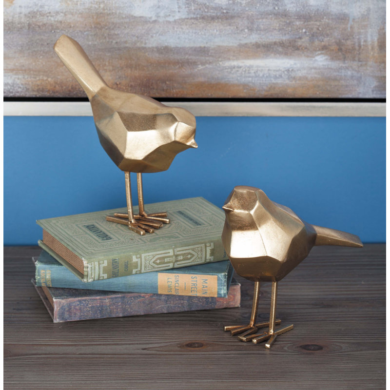  Sculpture d'oiseau en polystone Glam, Or