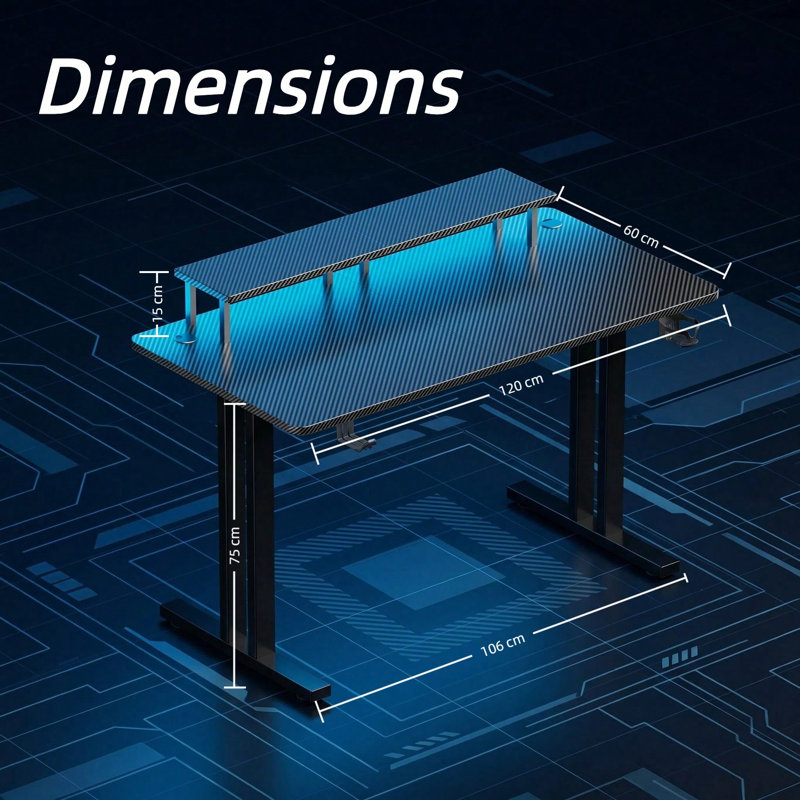 MDF Steel Computer Desk, 75cmH×120cmW×60cmD