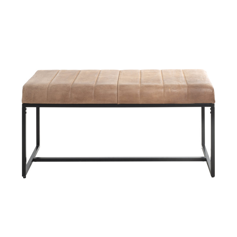 Leanora Genuine Leather Upholstered Bench