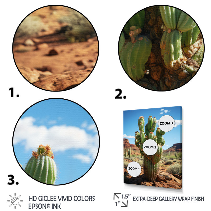 «Tralaya Green Blue Cactus Desert Guardian Organ I» sur toile, H 40 po x l 30 po x P 1,5 po, Cadre photo noir