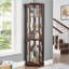 Armoire vitrée d'angle avec portes vitrées en bois d'ingénierie cerisier foncé | Traditionnel | Salon-1107645531