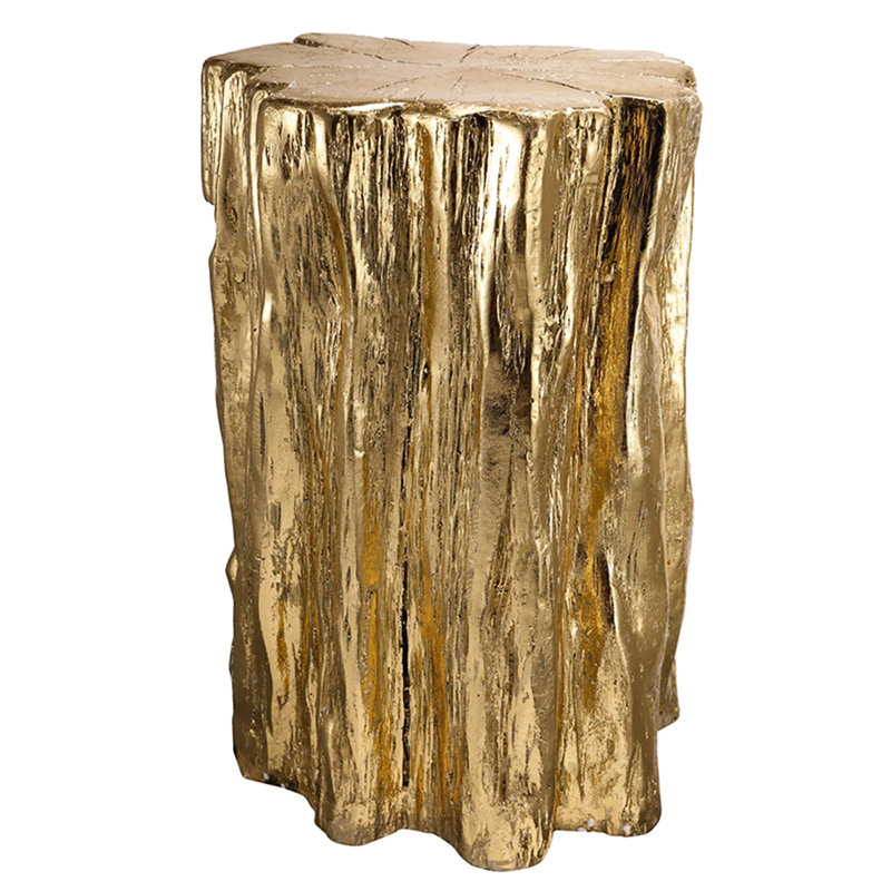 13.5X13x20" Magnesium Golden Tree Trunk Stool In Antique Gold, And Versatile, Enhances Ambiance Of Living Room, Office, Bedroom Stool, Gold Finish, Functional, Ideal For Use