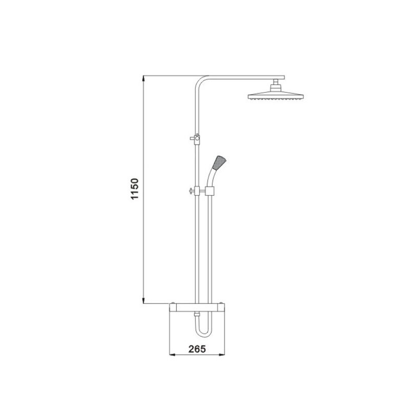 Caines Mixer Shower with Dual Shower Head, Chrome