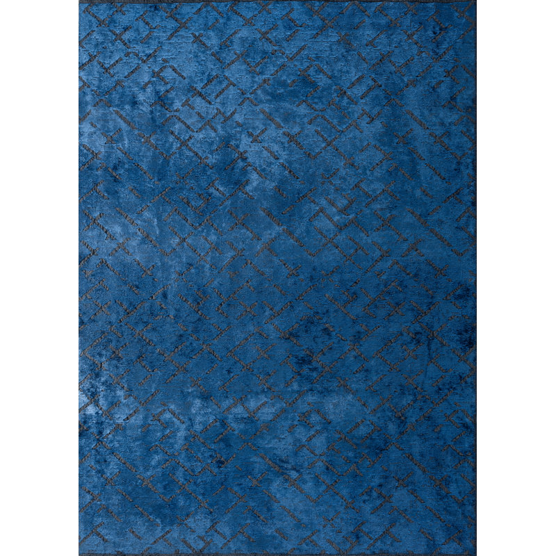 Rapture Blue Abstract Luxury Area Rug, Rectangle 7'10" x 11'2"