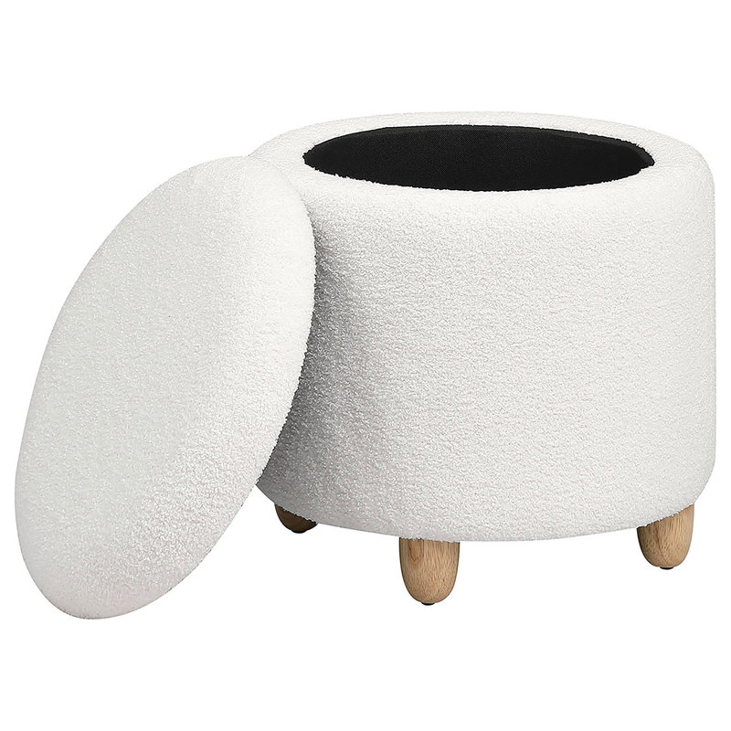 Brigitt Upholstered Ottoman, White 100% Polyester
