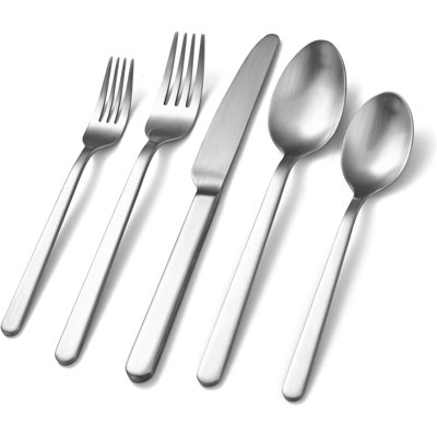20 Pieces Flatware Set 18/10 Stainless Steel Matte Satin Silverware Service for 4 -  Ebern Designs, FA3FF604430C4776ACC67AD0143035BA