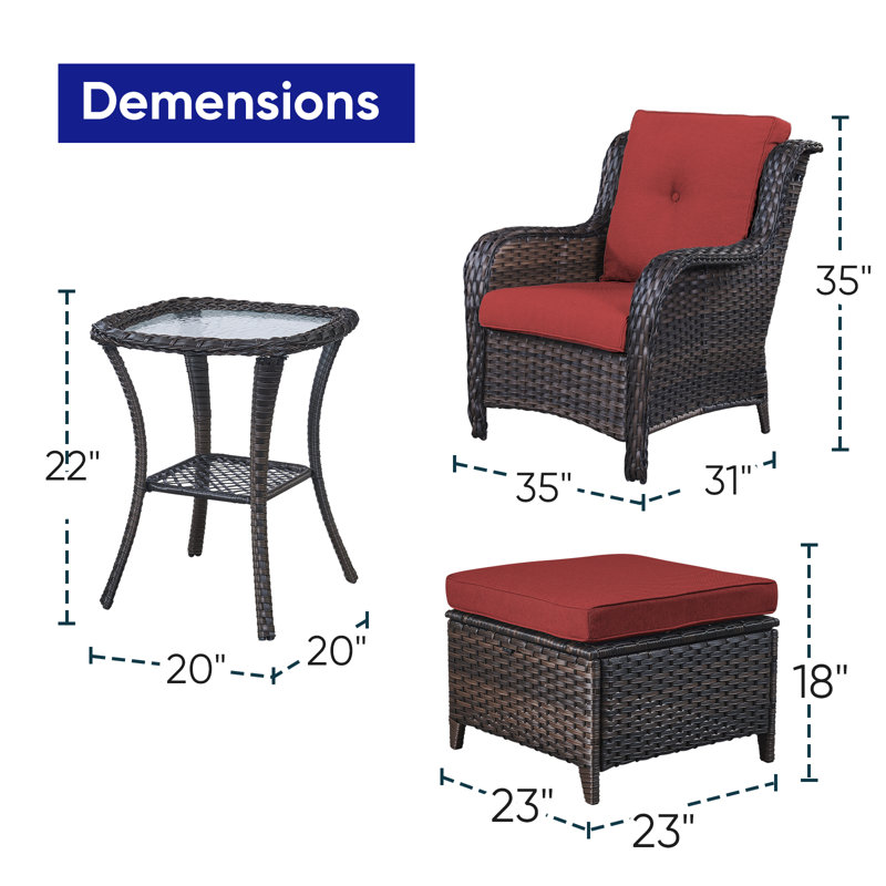 Carolina 2 - Person Patio Conversation Set with Cushions, Brown