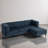 4 - Piece Upholstered Navy Tufted Corduroy Modular Sectional with Pillow Back and Removable Flip-Tray Top Storage Ottoman-1624904045