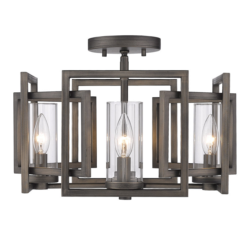 Newlin Glass Flush Mount, Gunmetal Bronze