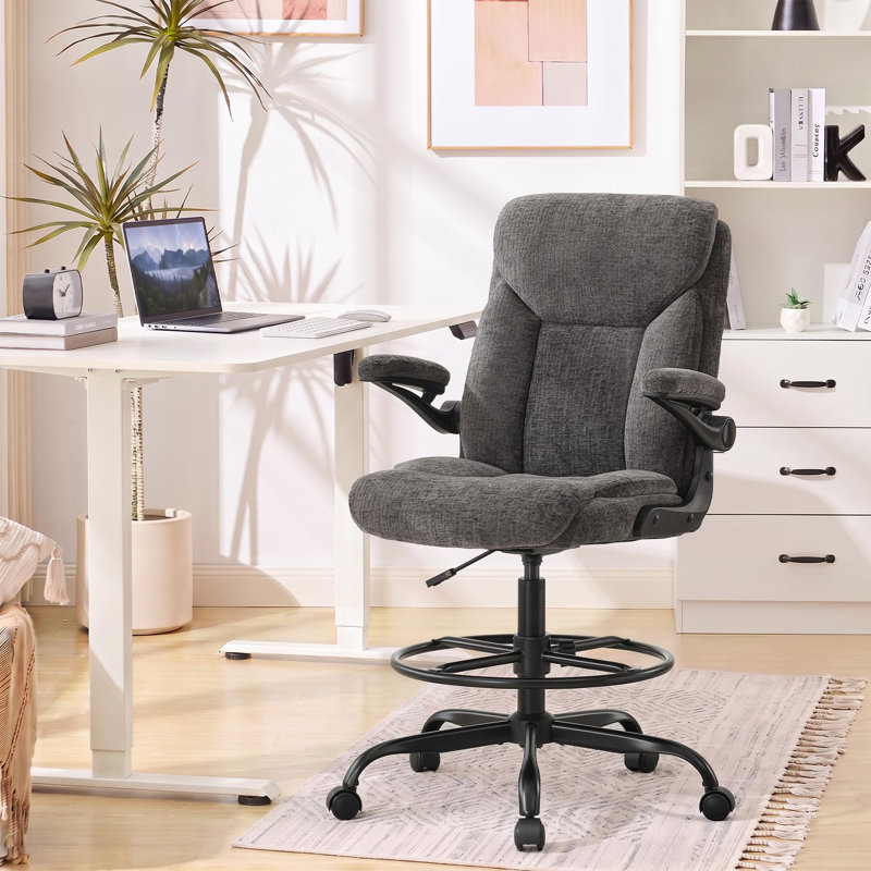 Rebrilliant Fabric Drafting Chair, Gray
