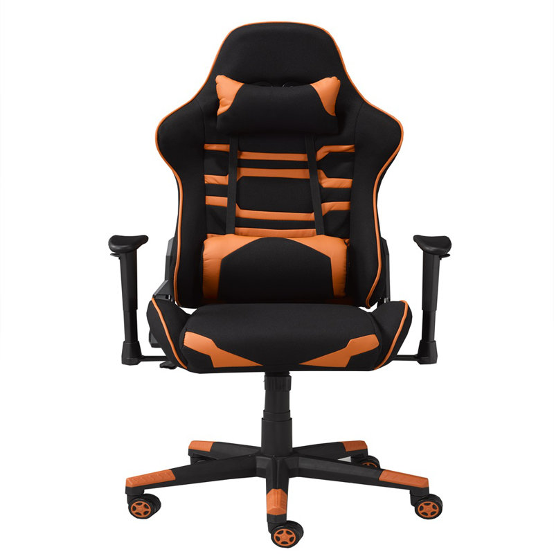 Inbox Zero Adjustable Swiveling PC & Racing Game Chair, Black/Orange