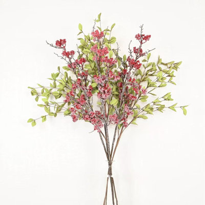 36" Artificial Winter Frosted Flower Cluster Floral Arrangement For Vase Filler, Farmhouse Twig Greenery Foliage Branch Long Stem Floral Bulk Bouquet For Wedding Christmas Party Home Office Table Centerpiece Shelf Decorations