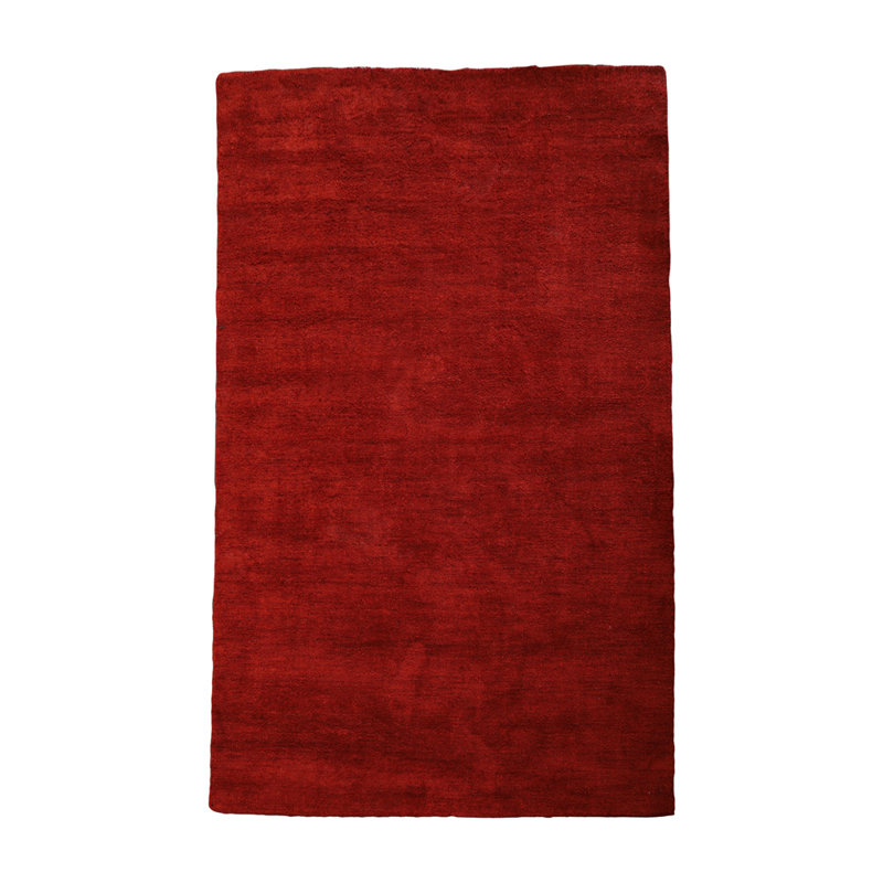 Marcie Hand Knotted Loom Wool Eco-Friendly Area Rugs - Rectangle, Red Colour, Plain Solid Design, High Pile Thick Handmade Anti Skid Area Rugs for Living Room, Bed Room