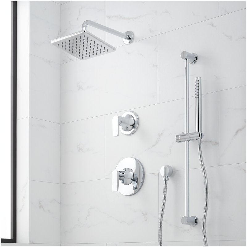 Berwyn Pressure Balance Shower System with Slide Bar and Hand Shower - Brushed Nickel, Brushed Nickel