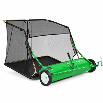 52" Tow-Behind Lawn Sweeper, 33.55 Cu. Ft. Large-Capacity Hopper, Adjustable Brush Height for Lawn & Yard Cleanup