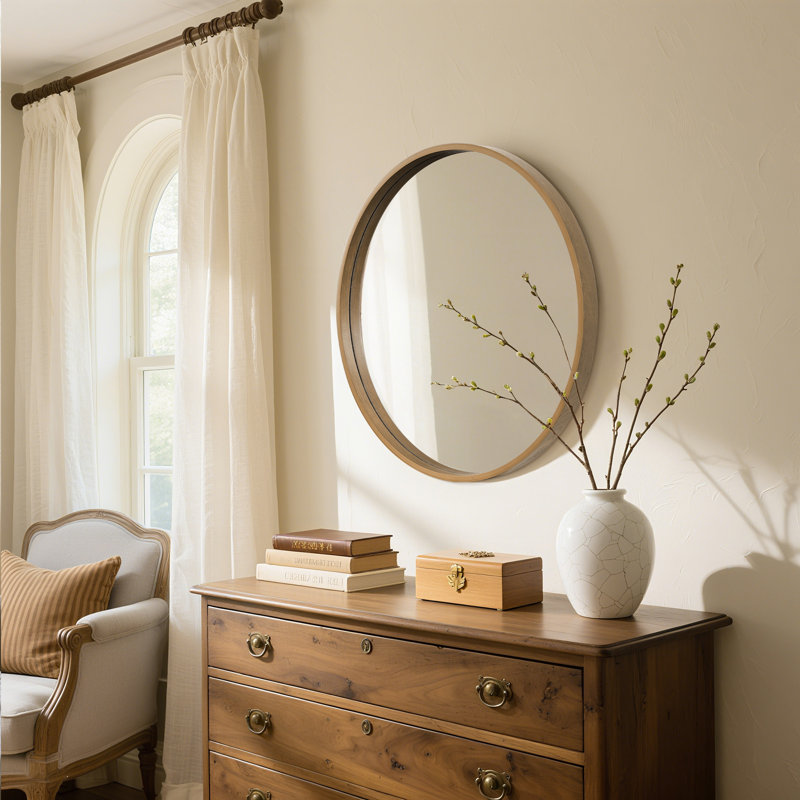 Miroir Karrina, 32 po x 32 po, Chêne clair