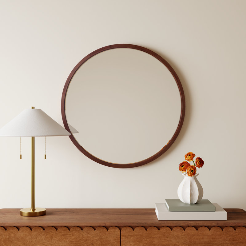 Glover Solid Wood Mirror, 30" x 30", Walnut Brown