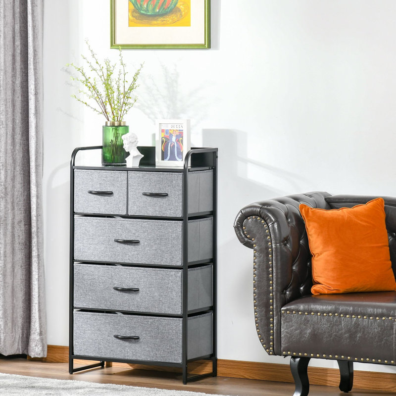 Commode 5 tiroirs gris
