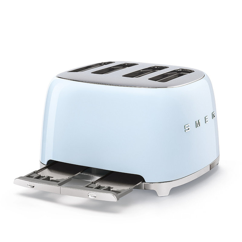Smeg TSF03 50s Style Retro Four Slice Toaster, Pastel Blue