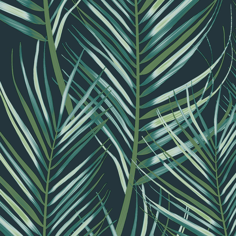 Guillermo Floral Vinyl Peel & Stick Wallpaper Roll, Green/Black