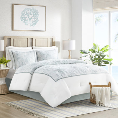 Édredon blanc en coton double - édredon sable brodé, jupe de lit et 2 taies décoratives 100% foncé