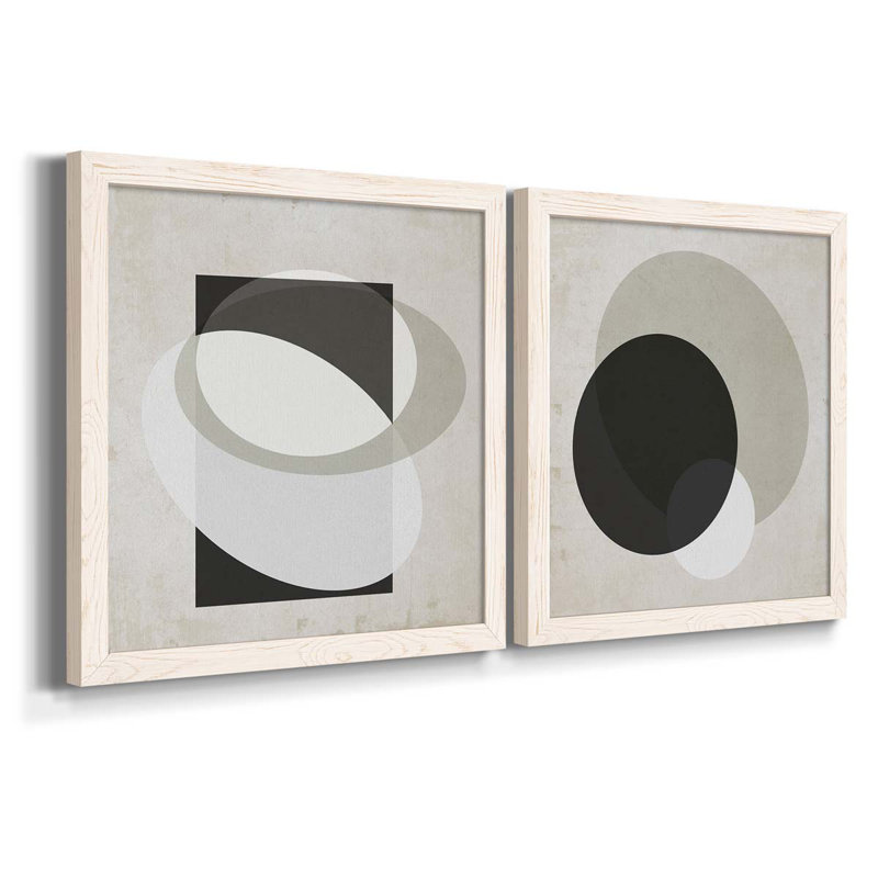Moderniste Neutre III, ensemble de 2 reproductions d'art sur toile encadrées, H 17 po x l 34 po x P 1,5 po