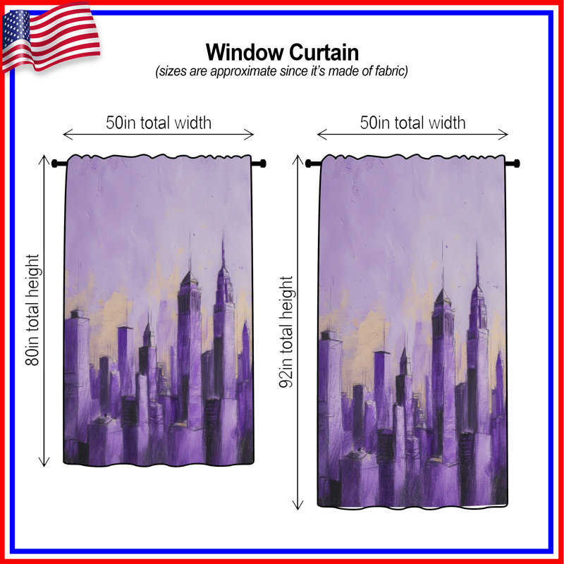 Rideaux de fenêtre mauve Cityline, 50 po x 80 po - 1 panneau, Blockout