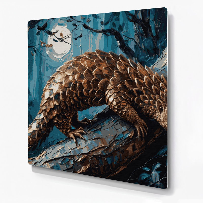 Faune, arbre pangolin gris, art mural en métal, H 12 po x l 12 po