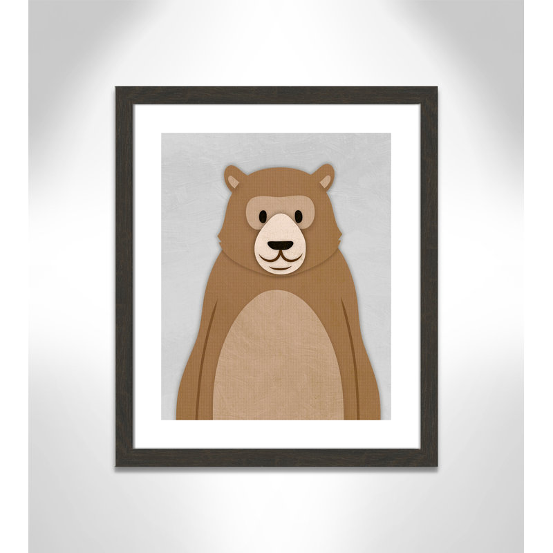 Adhésif décoratif Cheery Bear, H 24,5 po x l 20,5 po x P 0,6 po, Cadre plat à grain de bois noir