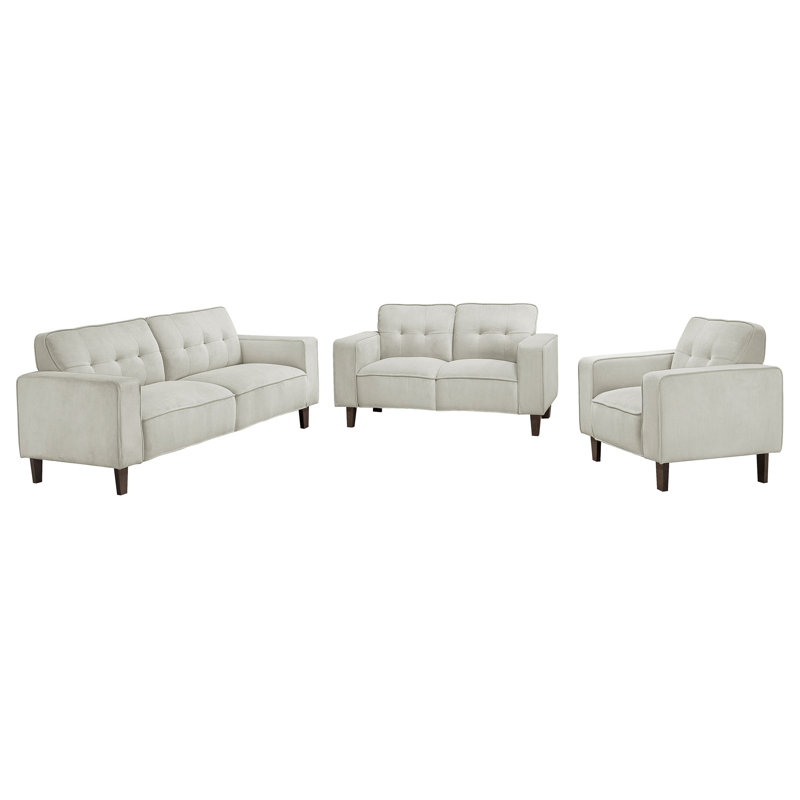 Ensemble de canapé 3 pièces avec accoudoirs rembourrés, Gris