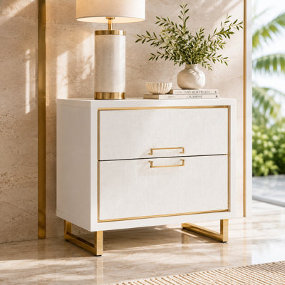 Palm Gate 2-Drawer Nightstand - Cloud White